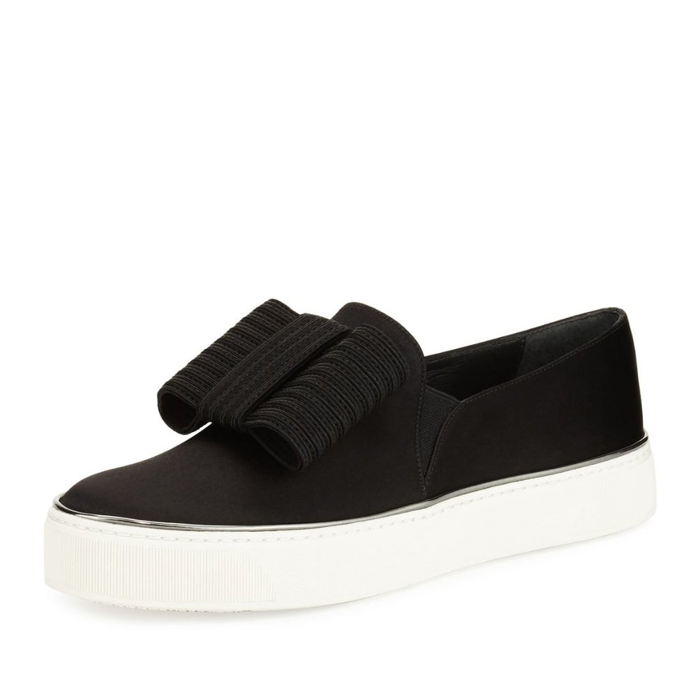 Stuart Weitzman Black Slip-On Sneakers with White Platform Sole